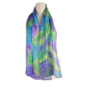 Vintage HALSTON Hand Painted Silk Neck Scarf Rectangle 15 x 60